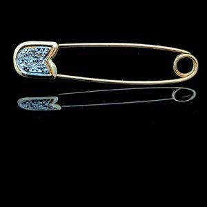 Vintage Diamonds 14k Yellow Gold Safety Pin Estate Jewelry Gift Brooch